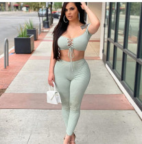 Sexy Off Shoulder Crop Top Pants Two Piece Set GLF-8002