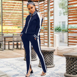 Casual Tracksuit Long Sleeve Split Pants 2 Piece Sets XMY-9206