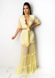 Sexy Striped Chiffon Long Skirt Two Piece Sets SFY-800