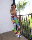 Sexy Patchwork Print Casual Pants FSL-104