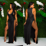 Sexy Sleeveless High Split Beach Mesh Long Dress SMR-9666