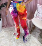 Trendy Printed Skinny Long Flared Pants NIK-158