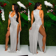 Sexy Sleeveless High Split Beach Mesh Long Dress SMR-9666
