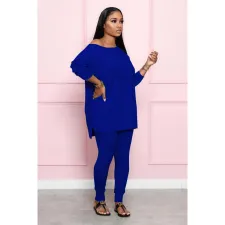 Solid Long Sleeve Two Piece Pants Set BS-1222