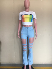 Denim Ripped Hole Long Flare Jeans ORY-5165