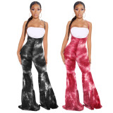 Trendy Tie Dye Strappy Flared Jumpsuits ASL-6295