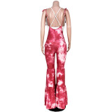 Trendy Tie Dye Strappy Flared Jumpsuits ASL-6295