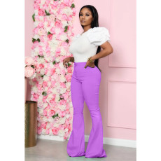 Casual Solid Skinny Long Flared Pants QY-5202