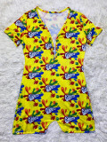 Cartoon Print Short Sleeve One Piece Rompers SHD-9320