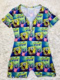Cartoon Print Short Sleeve One Piece Rompers SHD-9320