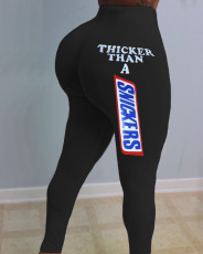Sexy Letter Print Tight Long Yogo Pants SHD-9321