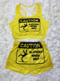 Sexy Printed Tank Tops Shorts Two Piece Sets SHD-9298