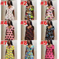 Cartoon Print Short Sleeve One Piece Rompers SHD-9320