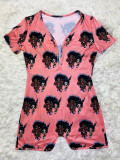 Cartoon Print Short Sleeve One Piece Rompers SHD-9320