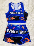 Sexy Printed Tank Tops Shorts Two Piece Sets SHD-9298