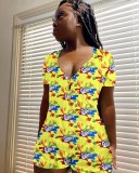 Cartoon Print Short Sleeve One Piece Rompers SHD-9320