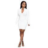 Sexy Long Sleeve Solid Bodycon Dress CHY-1249
