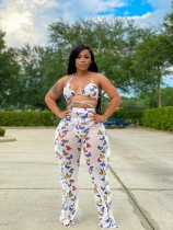 Sexy Butterfly Print Mesh Ruffled Pants Without Underpants LSD-8762