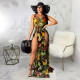 Floral Print Mesh High Split Sexy Beach Maxi Dress SMR-9680