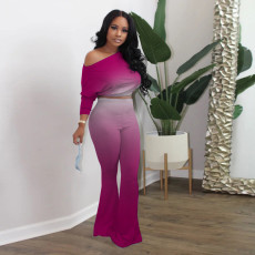 Gradient Long Sleeve Flared Pants 2 Piece Sets YIM-136