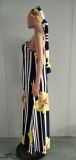 Floral Print Maxi Slip Dress With Headscarf NK-8567