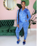 Tie Dye Hooded Long Sleeve 2 Piece Pants Set SMR-9724