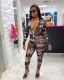 Mesh Printed Sexy Long Sleeve Slim Fit Jumpsuit NIK-171