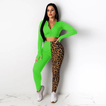 Leopard Patchwork Hooded Two Piece Sets GLF-8022