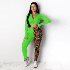Leopard Patchwork Hooded Two Piece Sets GLF-8022