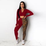 Leopard Patchwork Hooded Two Piece Sets GLF-8022