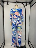 Sexy V Neck Print Wide Leg Jumpsuit NK-8565