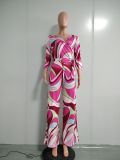 Sexy V Neck Print Wide Leg Jumpsuit NK-8565