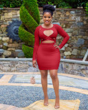 Sexy Solid High Waist Hollow Bodycon Mini Dress BS-1226