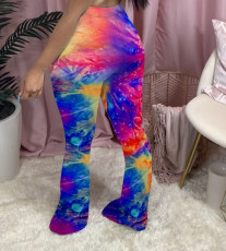 Trendy Tie Dye Skinny Long Flared Pants QZX-6153
