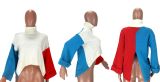 Fashion Sexy Loose Turtleneck Splicing Knitted Sweater LM-8187