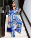 Sexy V Neck Print Wide Leg Jumpsuit NK-8565