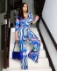 Sexy V Neck Print Wide Leg Jumpsuit NK-8565