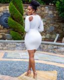 Sexy Solid High Waist Hollow Bodycon Mini Dress BS-1226