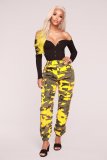 Camouflage Print Pocket Belted Long Pants LSL-6114