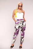 Camouflage Print Pocket Belted Long Pants LSL-6114