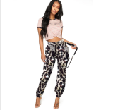 Camouflage Print Pocket Belted Long Pants LSL-6114