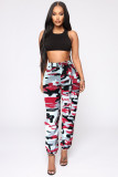 Camouflage Print Pocket Belted Long Pants LSL-6114