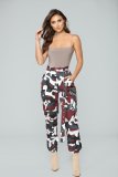 Camouflage Print Pocket Belted Long Pants LSL-6114