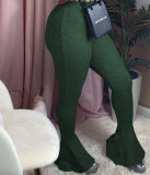 Solid Knitted Elastic Skinny Long Flared Pants SMD-2039