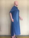 Fashion Lapel Split Sexy Long Maxi Denim Dress ORY-5168