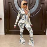 Trendy Long Sleeves Zipper Flared Jumpsuits MEM-8295