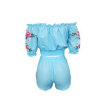 Sexy Printed Slash Neck Two Piece Shorts Set BN-9101