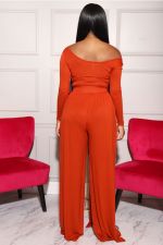 Plus Size Solid Long Sleeves Two Piece Pants Set SFY-160