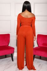 Plus Size Solid Long Sleeves Two Piece Pants Set SFY-160