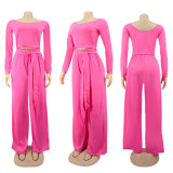 Plus Size Solid Long Sleeves Two Piece Pants Set SFY-160